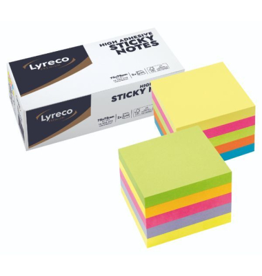 Haftnotizen 12953275, 75x75mm, gelb/pink/grün/orange/blau, quadratisch