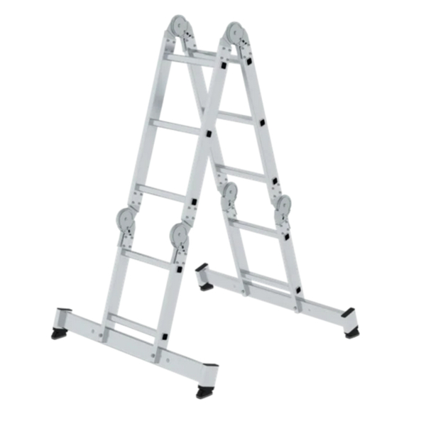 4031405313200 - Munk Sprossen-Vielzweckleiter Aluminium Rechteckrohr-Holme 4-fach gebördelte Sprossen 150 kg Belastung nivello® Traversen 350 mm breit 2x2 + 2x3 Sprossen