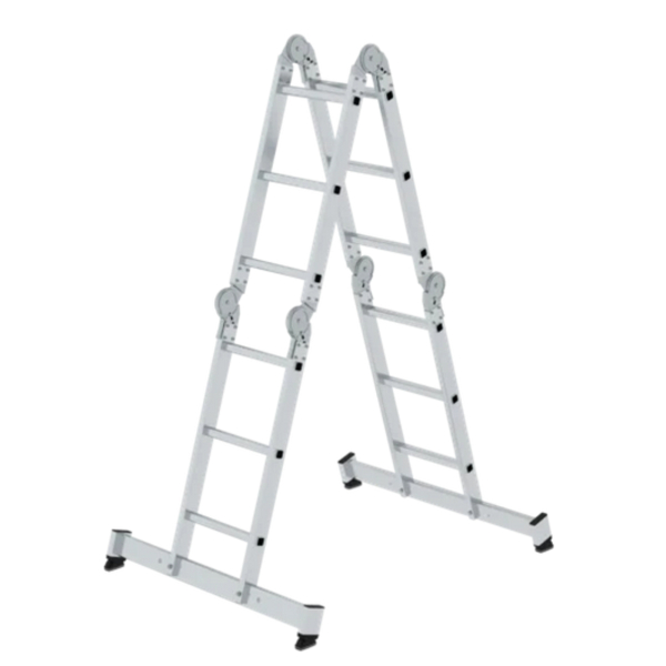 4031405313224 - Munk Sprossen-Vielzweckleiter Aluminium Rechteckrohr-Holme 4-fach gebördelte Sprossen 150 kg Belastung nivello® Traversen 350 mm breit 4x3 Sprossen