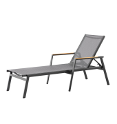Sonnenliege Paros 76x36x196cm anthrazit Aluminium/Teakholz 