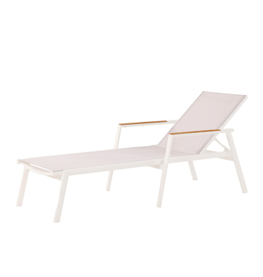 Sonnenliege Paros 76x36x196cm sand Aluminium/Teakholz