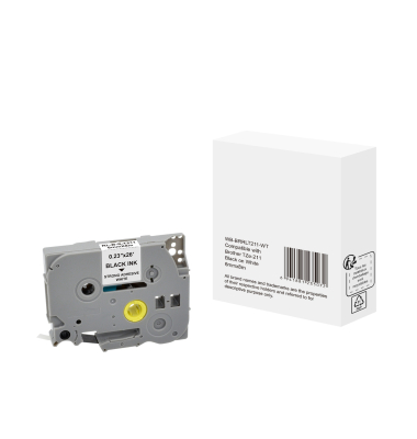 Schriftband TZE-211, 6mm x 8m, schwarz/wei&szlig;, laminiert, kompatibel zu P-touch TZe-211