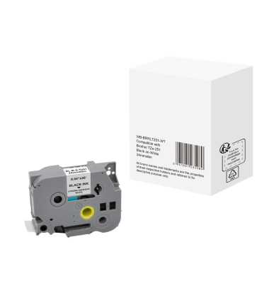 Schriftband WBBRRLT251WT, 24mm x 8m, schwarz/wei&szlig;, laminiert, kompatibel zu P-touch TZe-251