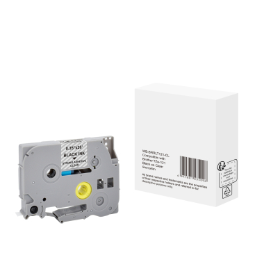 Schriftband TZE-121, 9mm x 8m, schwarz/transparent, laminiert, kompatibel zu P-touch TZe-121