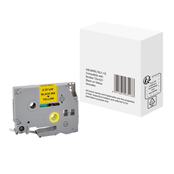 6941881235133 -  Schriftband TZE-621 9mm x 8m schwarz gelb laminiert kompatibel zu P-touch TZe-621 6941881235133 without brand