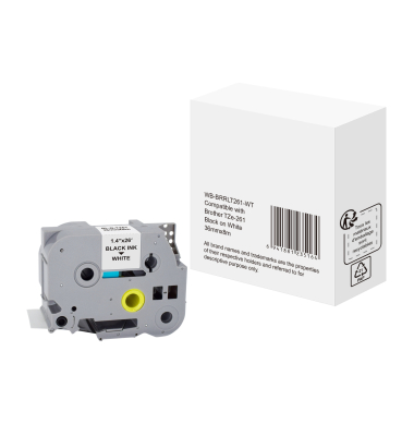 Schriftband TZE-261, 36mm x 8m, schwarz/wei&szlig;, laminiert, kompatibel zu P-touch TZe-261