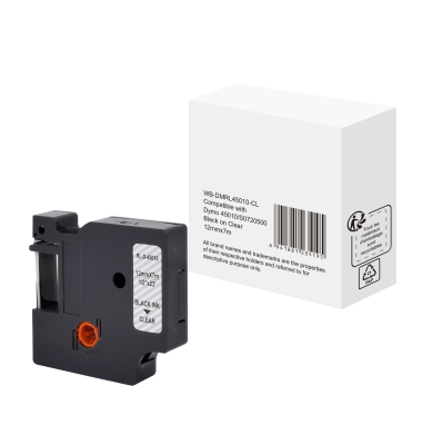 Schriftband 45010/S0720500, 6mm x 7m, schwarz/transparent, kompatibel zu D1 45010 / S0720500