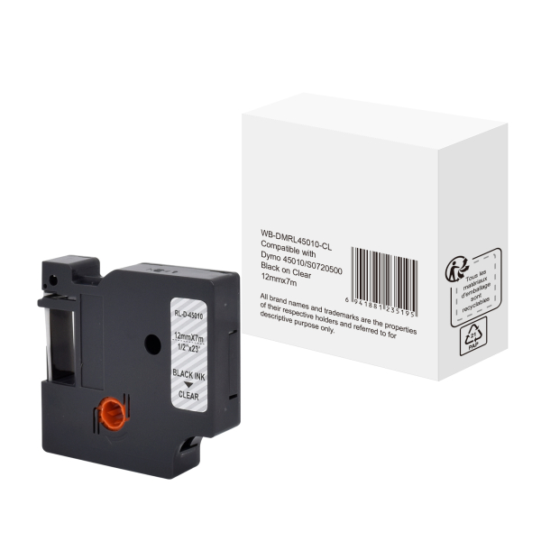 6941881235195 -  Schriftband 45010 S0720500 6mm x 7m schwarz transparent nein kompatibel zu D1 45010   S0720500 6941881235195 without brand