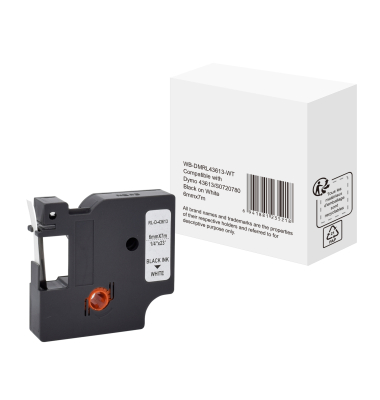 Schriftband 43613/S0720780, 6mm x 7m, schwarz/weiß, nein, kompatibel zu D1 43613 / S0720780
