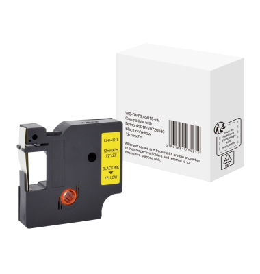Schriftband 45018/S0720580, 12mm x 7m, schwarz/gelb, kompatibel zu D1 40918 / S0720730
