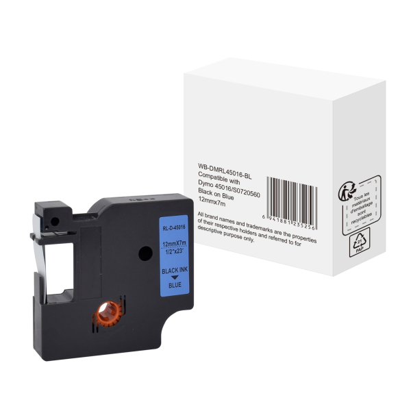 6941881235256 -  Schriftband 45016 S0720560 12mm x 7m schwarz blau nein kompatibel zu D1 45016   S0720560 6941881235256 without brand