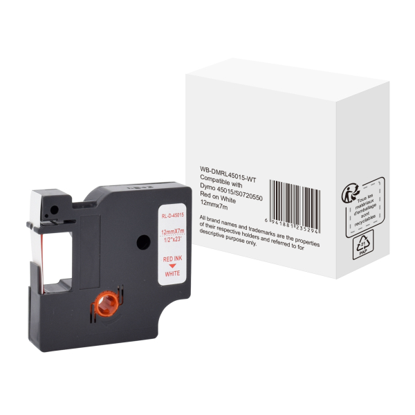 6941881235294 -  Schriftband 45015 S0720550 12mm x 7m rot weiß nein kompatibel zu D1 45015   S0720550 6941881235294 without brand