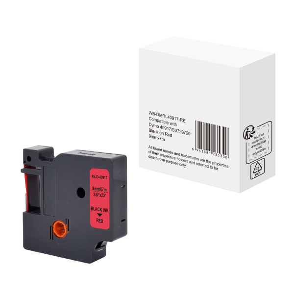 6941881235300 -  Schriftband 40917 S0720720 9mm x 7m schwarz rot nein kompatibel zu D1 40917   S0720720 6941881235300 without brand