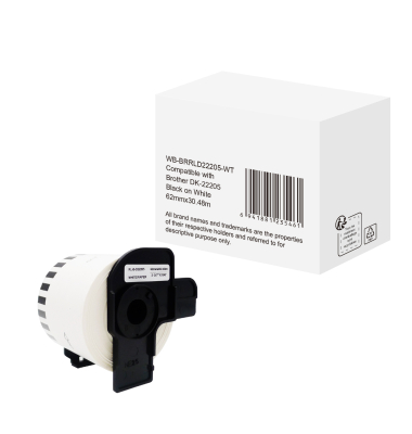Etikett wie Brother DK-22205 62mmx30,48m sw auf ws
