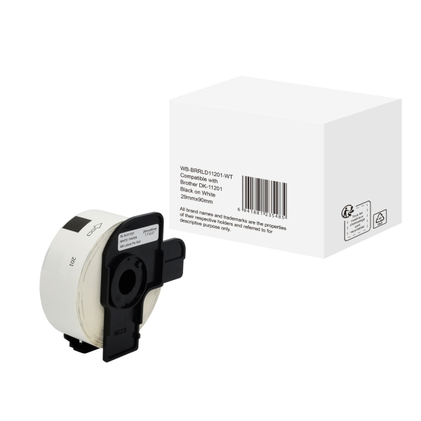 6941881235485 - QL Etikettenrolle Kompatibel Brother DK-11201 5BR11201 Selbsthaftend Schwarz auf Weiß 90 x 29 mm 400 Etiketten