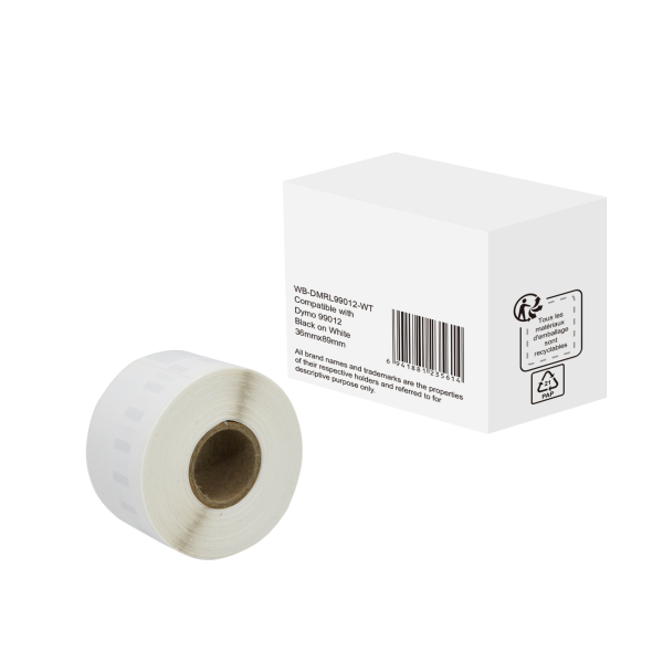 6941881235614 - LW Etikettenrolle Kompatibel DYMO 99012 5DY99012-WT Selbsthaftend Schwarz auf Weiß 89 x 36 mm 260 Etiketten