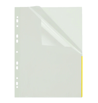 Prospekth&uuml;llen Index 46325-60, A4 glasklar glatt, oben & rechts halb offen, 0,11mm