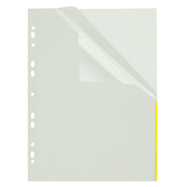 4250037423709 - Prospekthüllen Index 46325-60 Farbindex an der rechten Kante A4 glasklar glatt oben & rechts halb offen 011mm 4250037423709  100 Stück