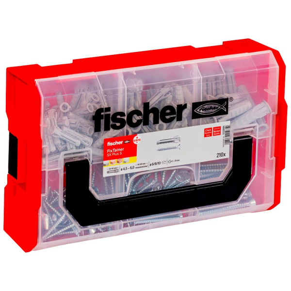 4048962219852 - fischer FixTainer - SX Plus S 532891 Dübel- und Schrauben-Sortiment Ø 45 5 6 8 10 mm 30 40 50 55 70 mm 210 Stück