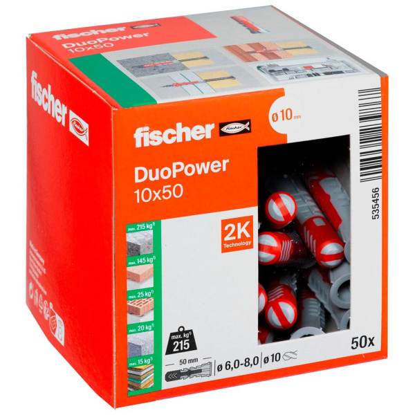 4048962239867 - fischer DuoPower 10x50 2K 535456 Universaldübel-Sortiment Ø 10 mm x 50 mm 50 Stück