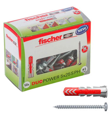 DuoPower 5x25 S PH 2K Dübel mit Schrauben Ø 5 mm x 25 mm