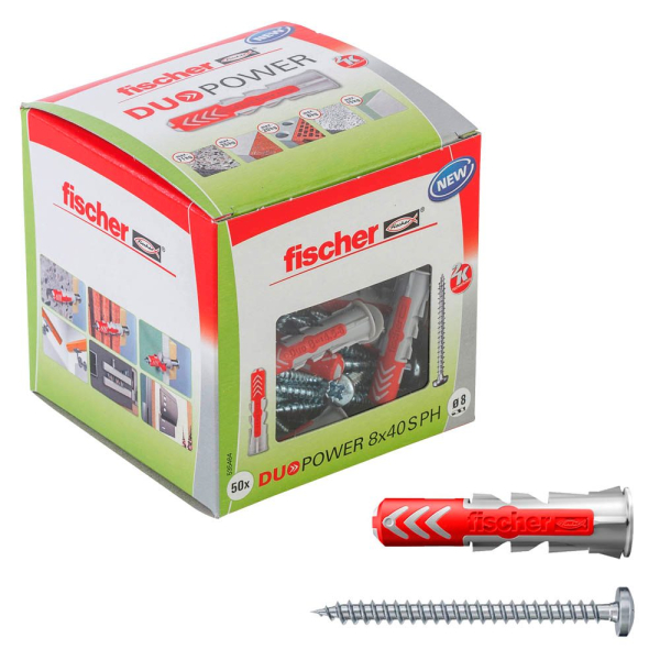 4048962239935 - fischer DuoPower 8x40 S PH 2K 535464 Dübel mit Schrauben Ø 8 mm x 40 mm 50 Stück 4048962239935 - fischer DuoPower 8x40 S PH 2K 535464 Dübel mit Schrauben Ø 8 mm x 40 mm 50 Stück