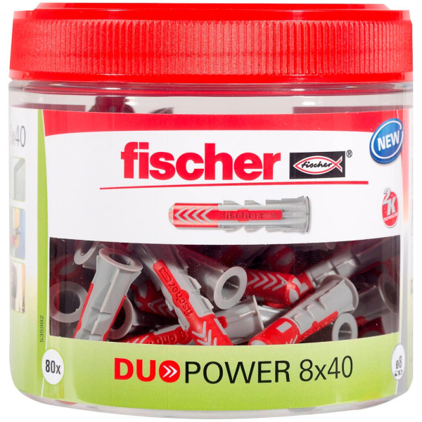 4048962245721 - fischer DuoPower 8x40 Dose 2K 535982 Universaldübel-Sortiment Ø 8 mm x 40 mm 80 Stück 4048962245721 - fischer DuoPower 8x40 Dose 2K 535982 Universaldübel-Sortiment Ø 8 mm x 40 mm 80 Stück