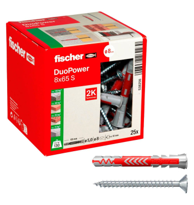 DuoPower 8x65 S 2K Dübel mit Schrauben Ø 8 mm x 65 mm