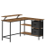 Schreibtisch, 89,5cm (H), 135x105cm (BxT), rechteckig, vintage-braun / schwarz