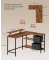 Schreibtisch, 89,5cm (H), 135x105cm (BxT), rechteckig, vintage-braun / schwarz