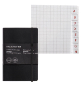 Notizbuch A041990, Leather, schwarz, kariert, 70,g