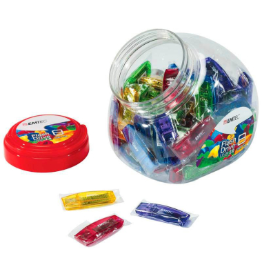 80 EMTEC USB-Sticks C410 Color Mix - Candy Jar 2.0 blau, gelb, grün, lila, rot 8 GB