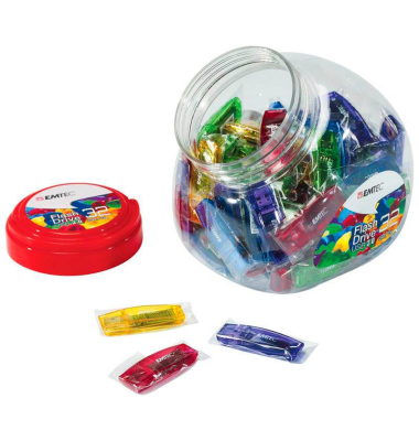 80 EMTEC USB-Sticks C410 Color Mix - Candy Jar 2.0 blau, gelb, grün, lila, rot 32 GB