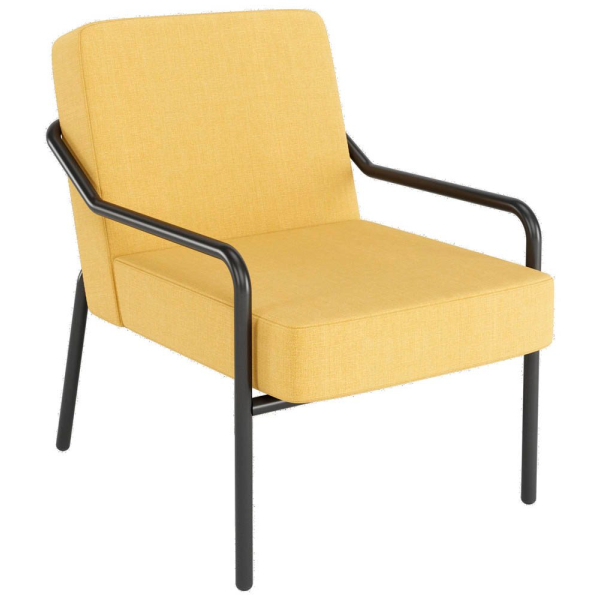 3660141964158 - Sessel meet® by Paperflow MEDSO Klassik M gepolstert Sitzfläche austauschbar B 580 x T 743 x H 736 mm Stoff und Stahl gelb mattschwarz