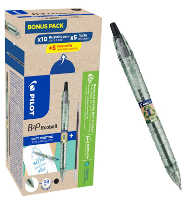 Kugelschreiber B2P „Bottle 2 Pen“ ECOBALL XB transparent, Schreibfarbe: schwarz