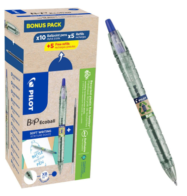 Kugelschreiber B2P „Bottle 2 Pen“ ECOBALL XB transparent, Schreibfarbe: blau