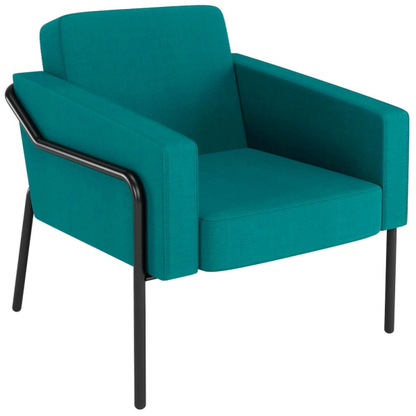 3660141964431 - Sessel meet® by Paperflow MEDSO Klassik L gepolstert Sitzfläche austauschbar B 750 x T 743 x H 736 mm Stoff und Stahl blau mattschwarz