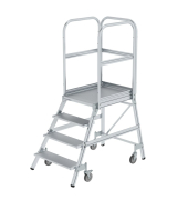 Podestleiter 50104, 1x 4 Stufen, silber, Aluminium