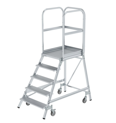Podestleiter 50105, 1x 5 Stufen, silber, Aluminium
