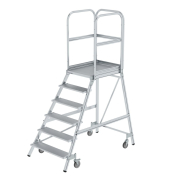 Podestleiter 50106, 1x 6 Stufen, silber, Aluminium