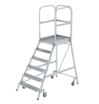 Podestleiter 50106, 1x 6 Stufen, silber, Aluminium