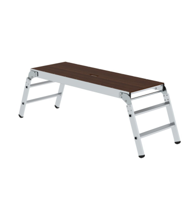 Arbeitsplattform 30408, 2x 2 Stufen, silber/braun, Aluminium/Holz