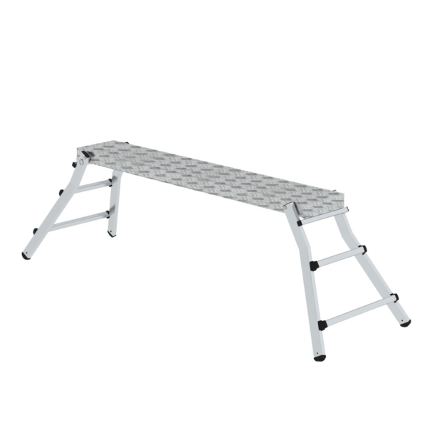 4031405304093 - Munk Aluminium-Plattformleiter klappbare Füße geriffelte Sprossen rutschfest max 150 kg Sprossenabstand 280 mm 1730 x 285 x 700 mm