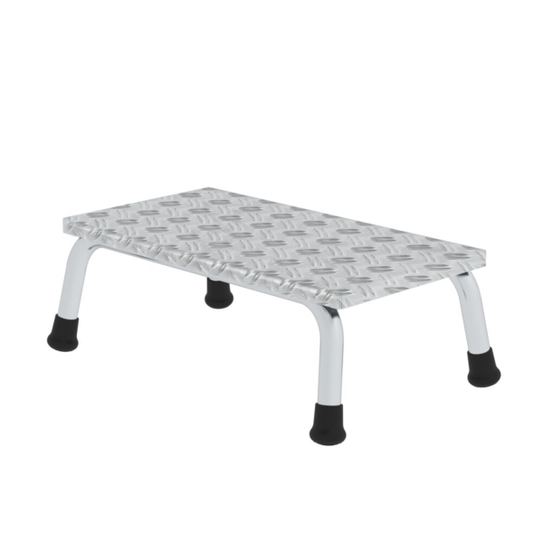 4031405500310 - Munk Arbeitspodest Aluminium verschweißte Rohrkonstruktion Warzenblechstufen rutschfest Bis 150 kg Trittfläche B 550 x T 300 mm 1-stufig