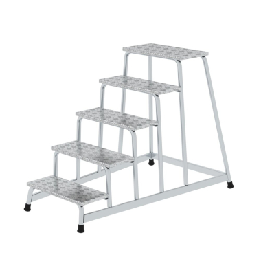 Podestleiter 50035, 1x 5 Stufen, silber, Aluminium