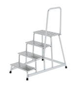 Podestleiter 50044, 1x 4 Stufen, silber, Aluminium