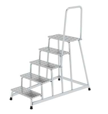 Podestleiter 50045, 1x 5 Stufen, silber, Aluminium