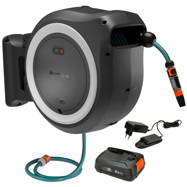 4066407002418 - GARDENA Schlauchtrommel Akku-Wand-Schlauchbox PowerRoll XL 18V P4A 35 Meter