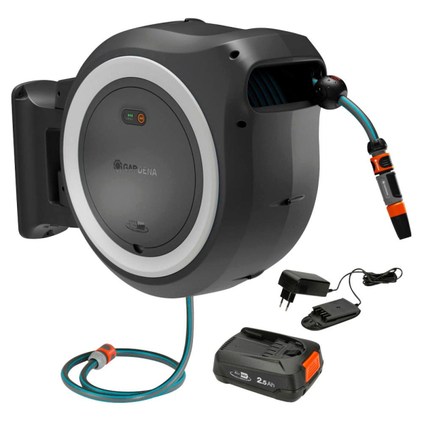 4066407002456 - GARDENA Schlauchtrommel Akku-Wand-Schlauchbox PowerRoll XXL 18V P4A 40 Meter
