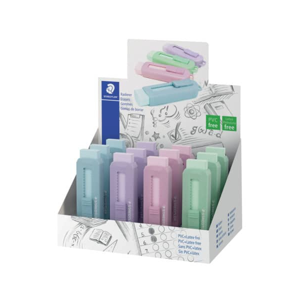 12 Stück Staedtler Radierer in Schiebehülle pastell sort. 4007817049914 Staedtler